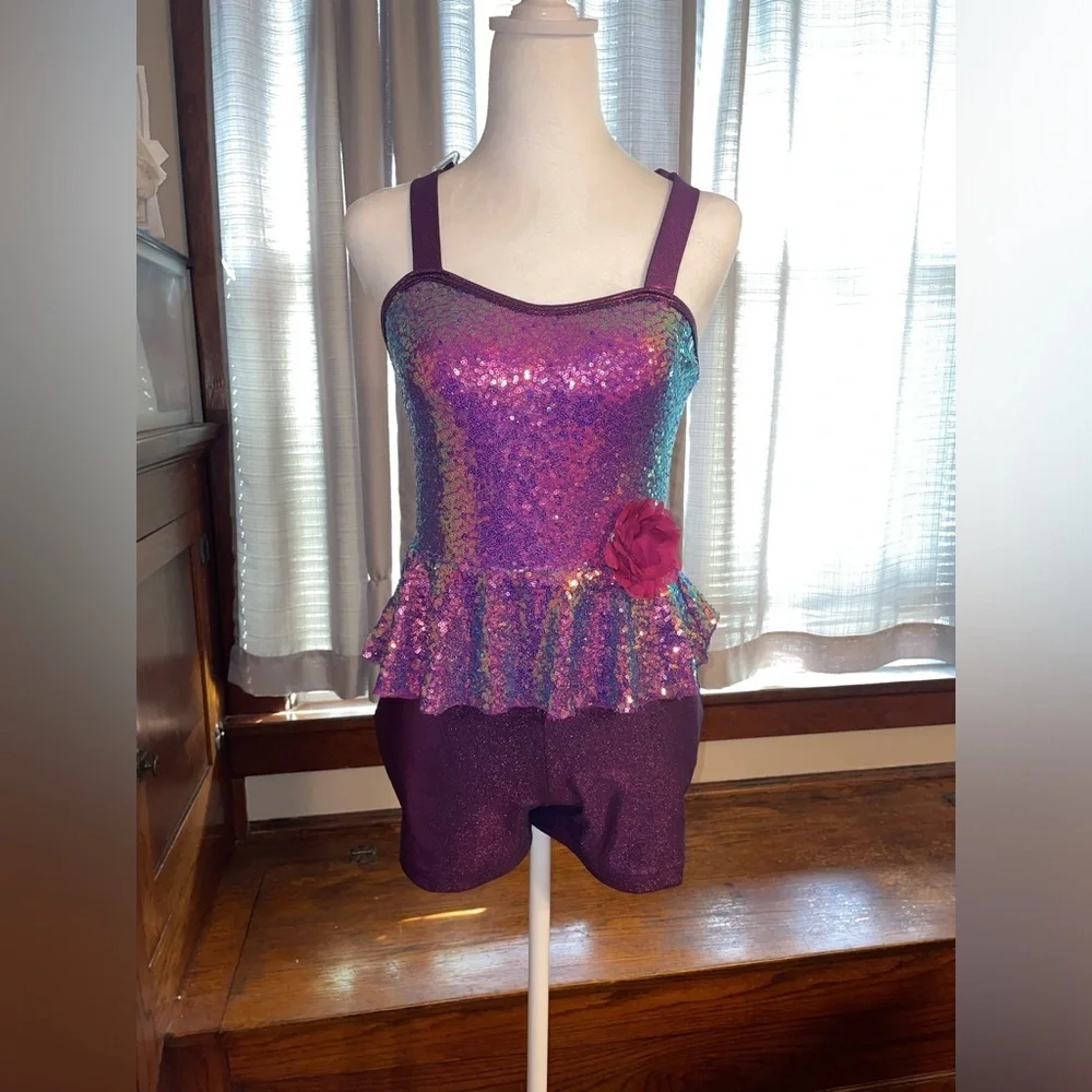 Revolution Dance Purple Metallic Girls Dance Uniform *make offers*